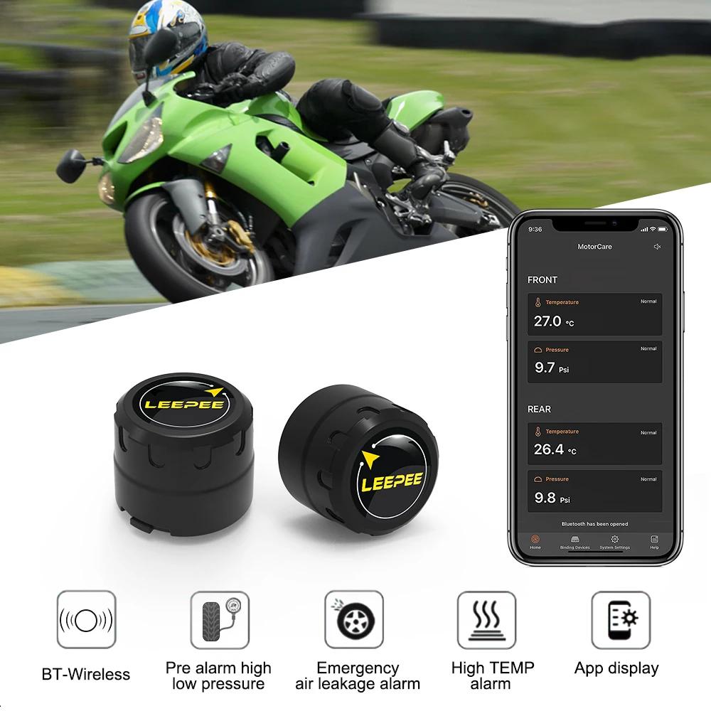 Moto TPMS 2 capteurs Bluetooth 4.0 5.0 système de surveillance de la pression des pneus Pit Bike tes
