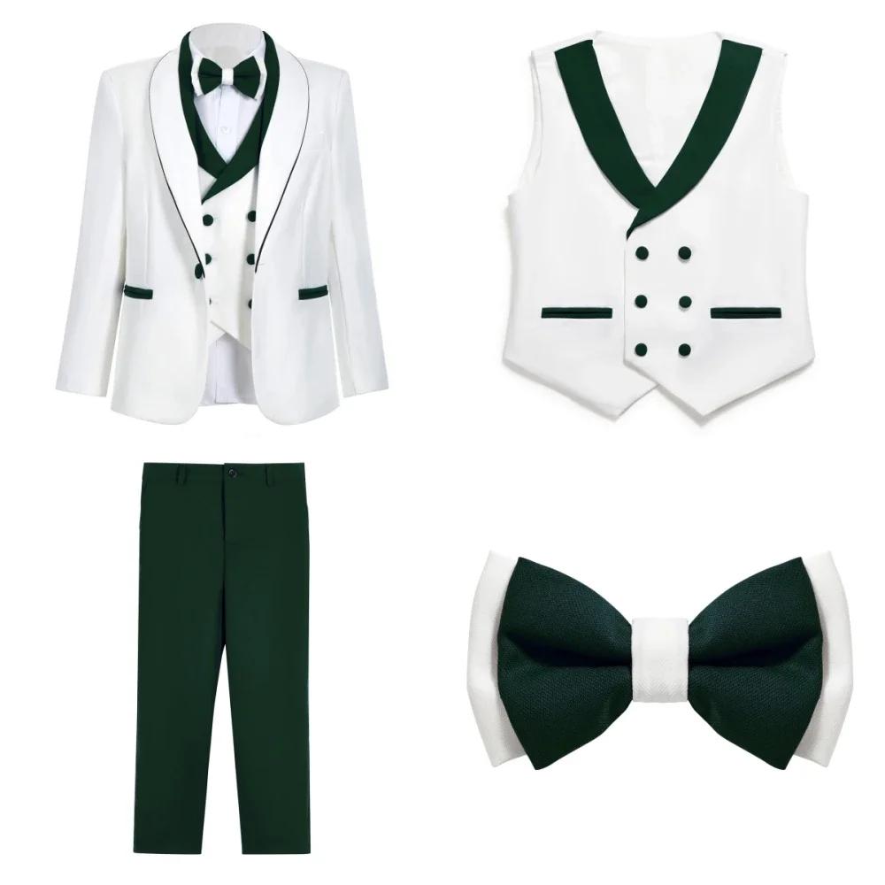 Livraison Rapide – Nouveaux Costumes Verts pour Enfants, 4 Pièces, Tenue de Fête/Banquet, Ensemble C