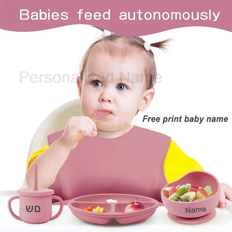 Vaisselle en Silicone pour enfants, ensembles d'alimentation pour bébé, bol à ventouse, assiette à m