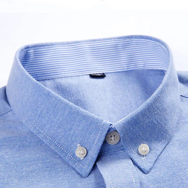 Chemise à manches longues tissée Oxford pour hommes, en coton, sans repassage, anti-rides, facile à