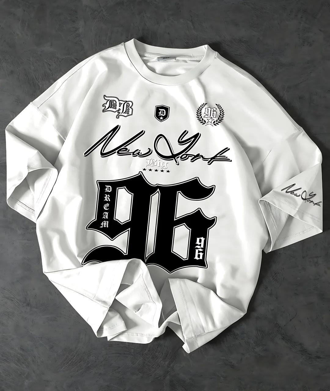 2025 nouveau à la mode 96 maillot imprimé numérique respirant col rond T-shirt en plein air séchage