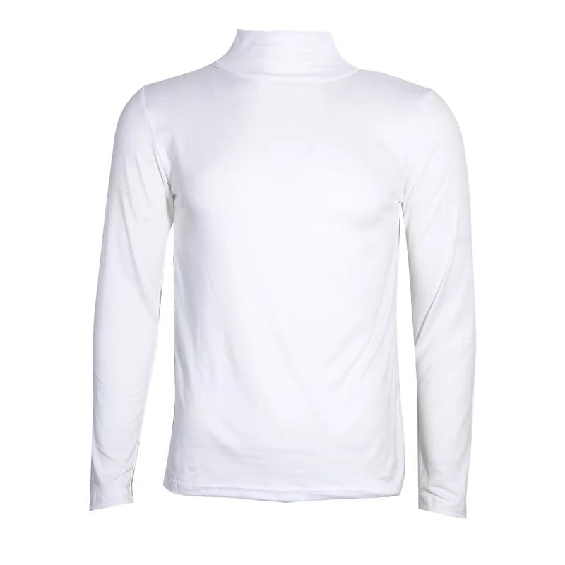 T-Shirt à col roulé pour hommes, couleur unie, décontracté, manches longues, chemise basique, mode,