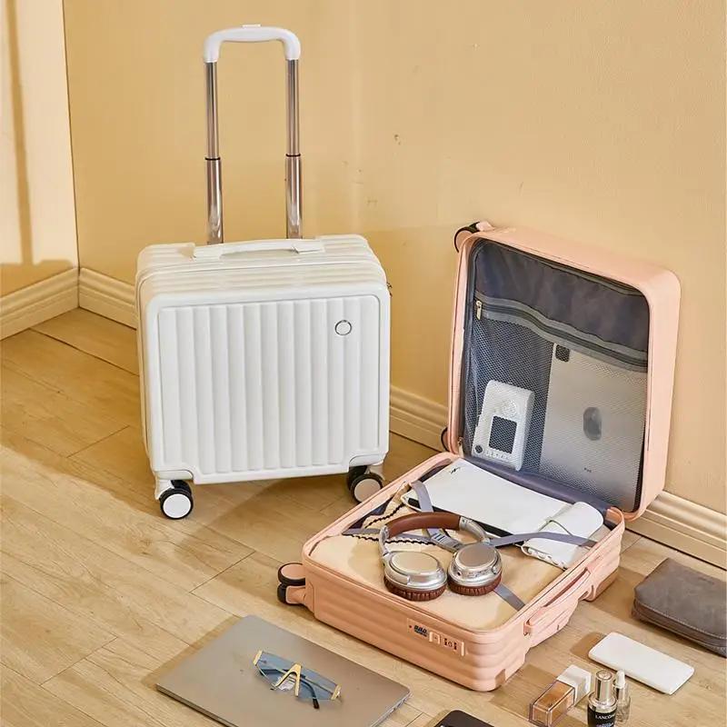 Valise de voyage de 18 pouces, jolie valise de compagnie aérienne, boîte à mot de passe, roue silenc