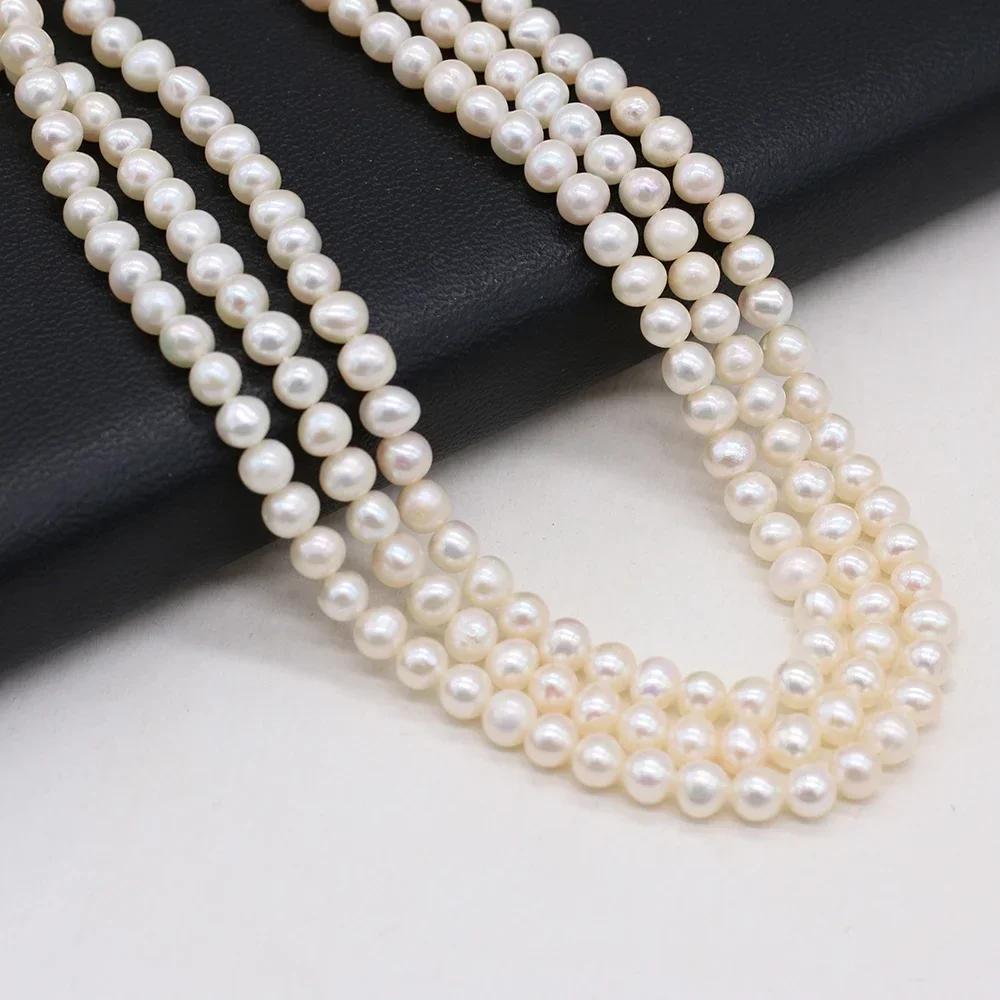 Perles d'Eau Douce Naturelles Blanches Rondes AAA + de 4 à 5mm, Accessoires d'Espacement pour Bijoux