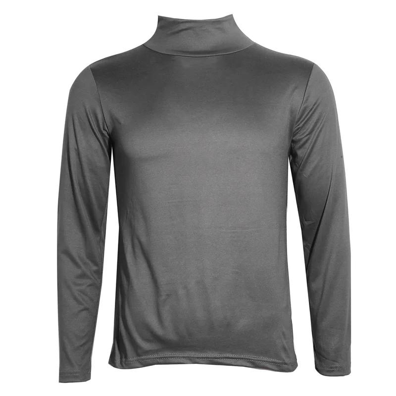 T-Shirt à col roulé pour hommes, couleur unie, décontracté, manches longues, chemise basique, mode,