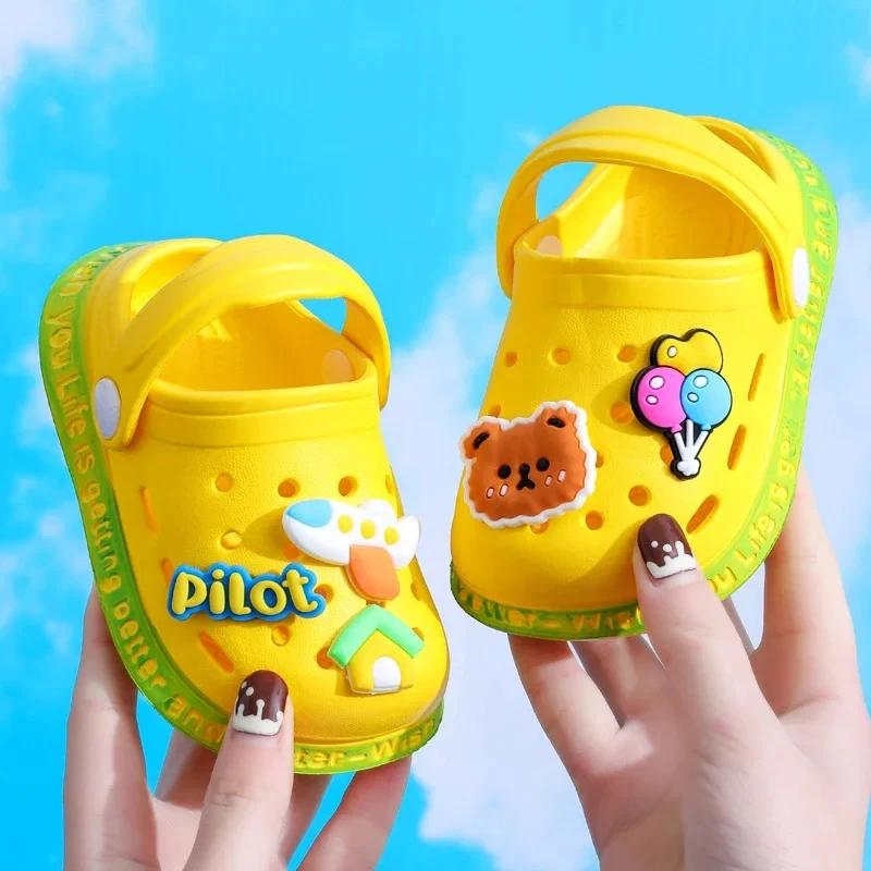 Sandales d'été pour filles, bébés garçons et filles, sandales de dessin animé à talons plats, pantou