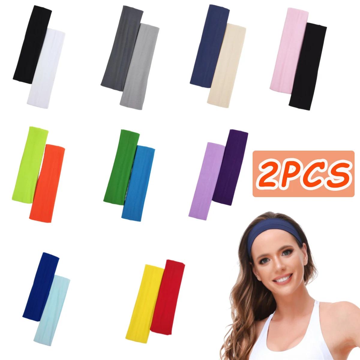 2 pièces/ensemble sport Yoga bandeau de cheveux solide course absorber la sueur bandeau pour femmes