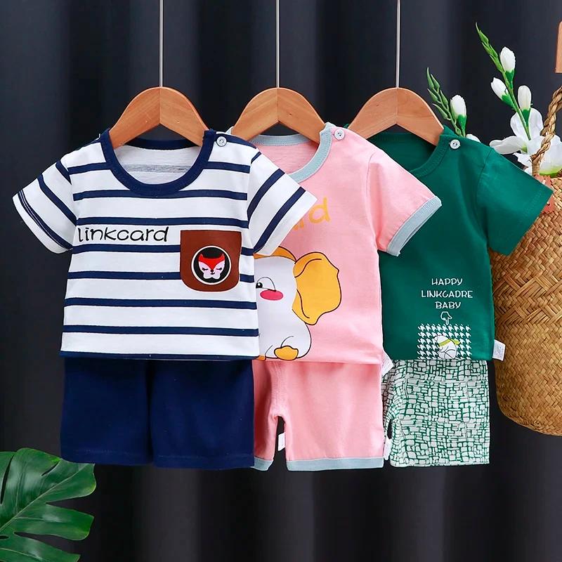 Ensemble de vêtements pour enfants bébé garçon T-Shirt + short vêtements d'été coton dessin animé dé