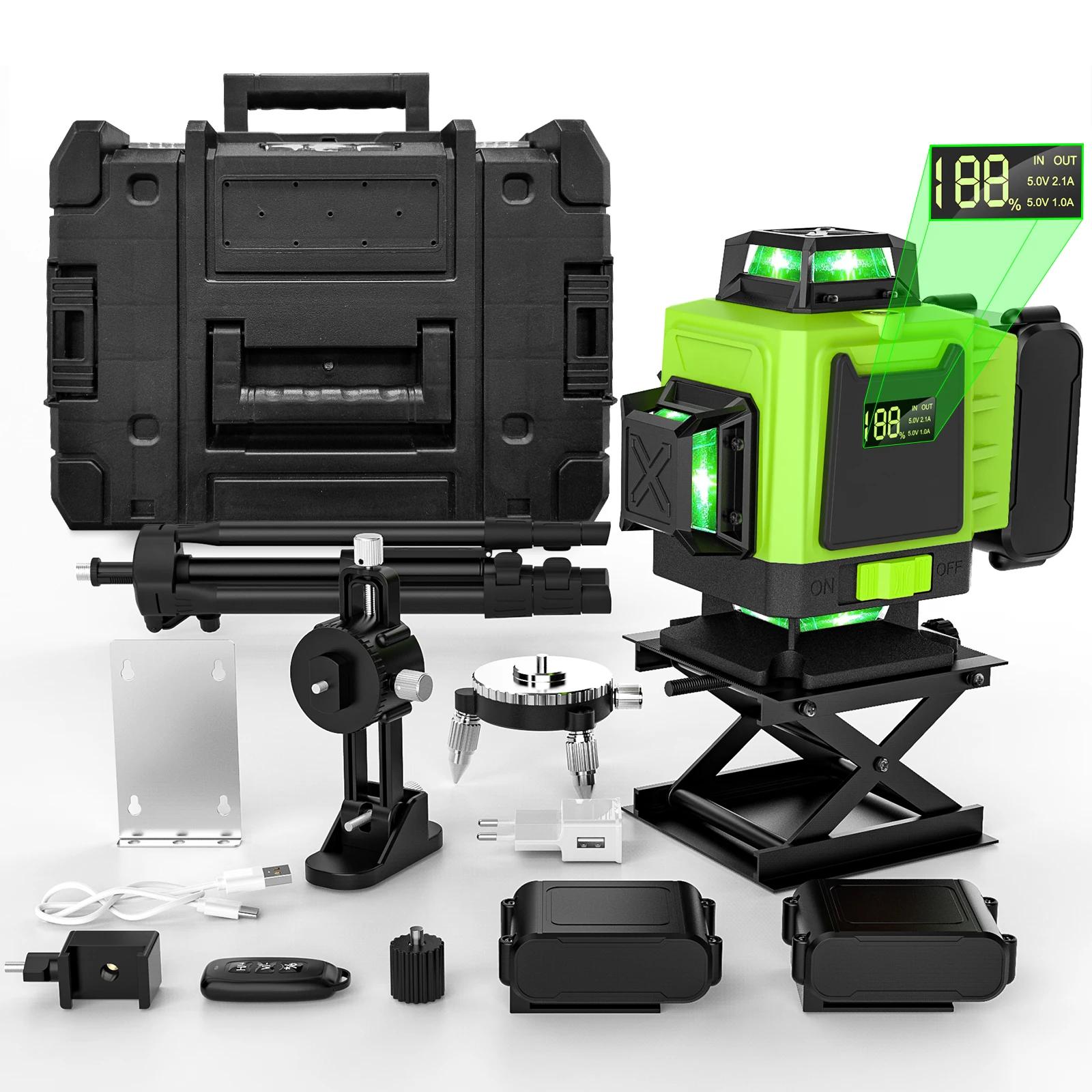 Niveau Laser 4D 16 lignes, ligne verte, auto-nivelant 360 horizontal et vertical, niveau Laser Super