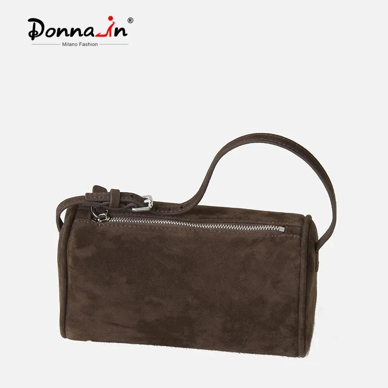Donna-in – sac à main en daim de première couche pour femmes, en peau de mouton, en cuir véritable a
