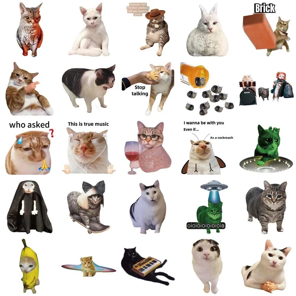 50pcs mignon drôle animaux chat Meme autocollants Kawaii dessin animé décalcomanies enfants jouets o