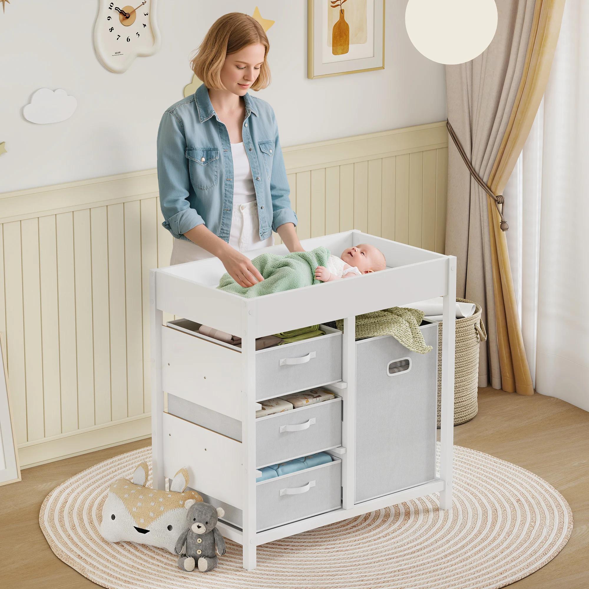 AIYAPLAY Unité à langer pour bébé avec 4 tiroirs, table à langer