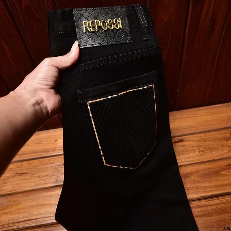 Jean Noir observateur de Luxe et de Simplicité pour Homme, Coupe Droite, Slim, Décontracté, à la Mod