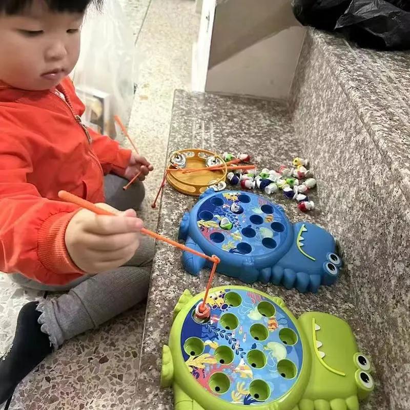 Jouets de pêche magnétiques simples dinosaure, canne à jeu, jouets pour enfants, bébé Montessori ave