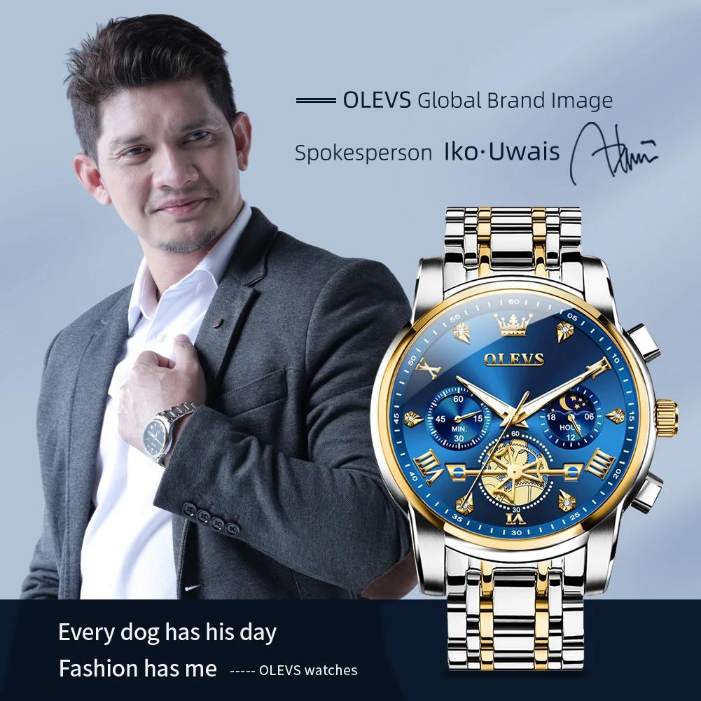 OLEVS 2856 montres pour hommes classique multifonctionnel Fltwheel chronographe Original montre-brac