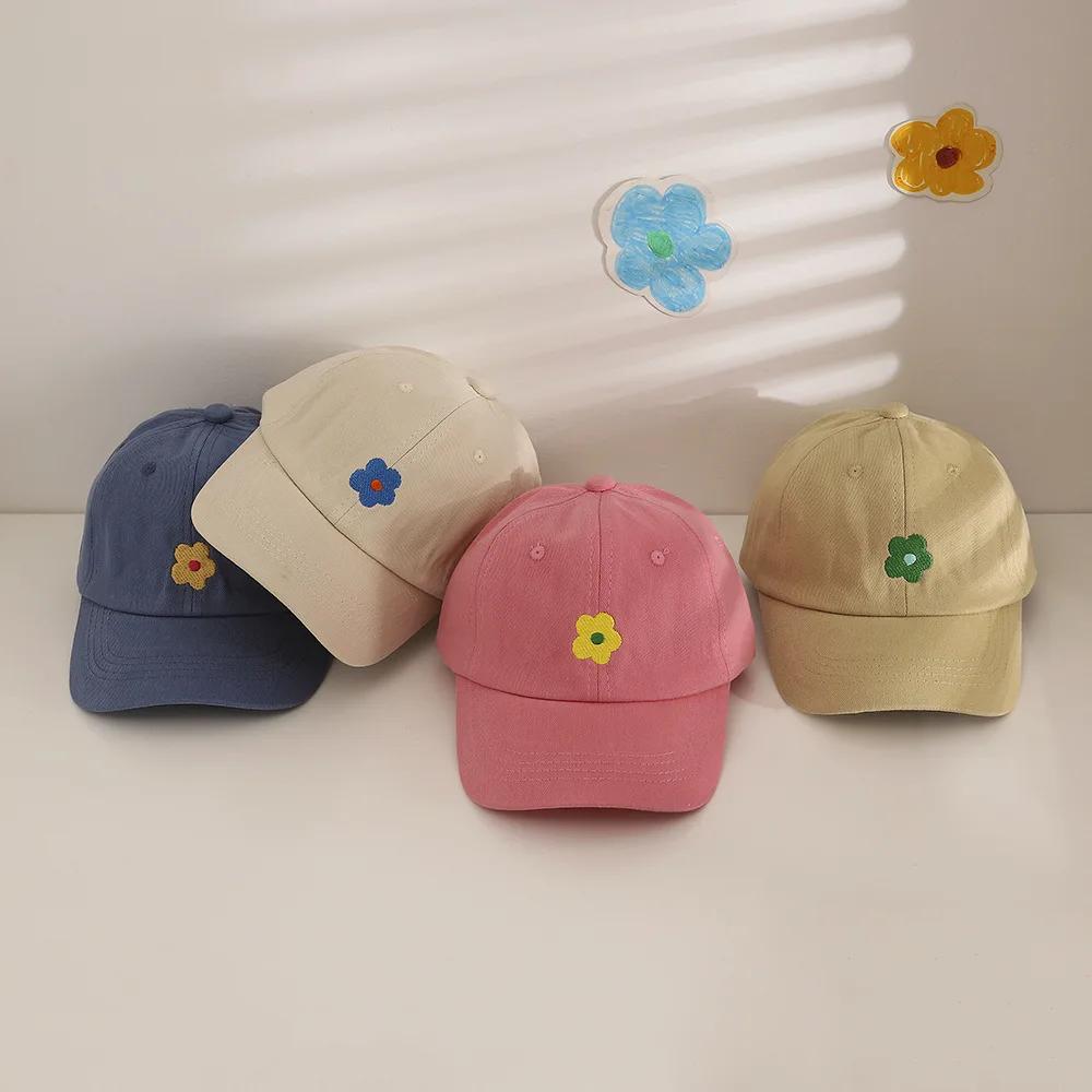 Casquette de Baseball pour enfants, jolie fleur, couleur unie, chapeau en langue de canard pour enfa