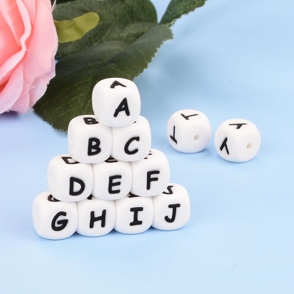 LOFCA 40 pièces/lot Alphabet 12mm lettre de qualité alimentaire perles en Silicone bébé perle sucett