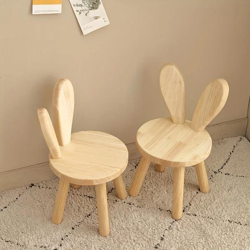 1pc petit tabouret créatif, oreilles de lapin mignonnes petit tabouret en bois massif, tabouret déco