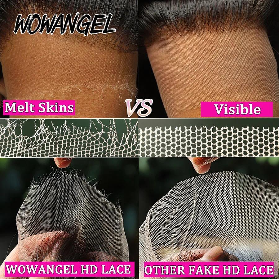 Wow Angel-Perruque Lace Front Wig Sans Colle, Cheveux Naturels Lisses, 13x6 HD, Peau Fondue, 250% de