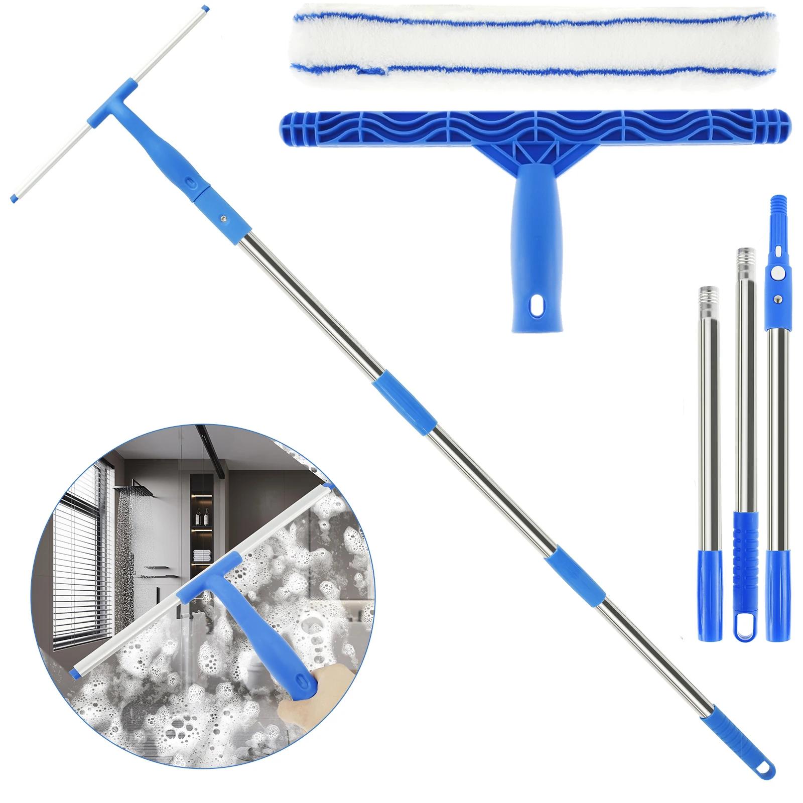 Brosse à verre 3 en 1, nettoyeur de vitres, raclette avec main longue de 53 pouces, outil profession