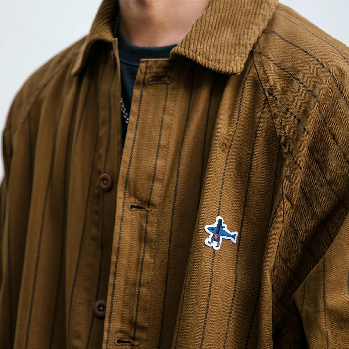 Chemise rayée Batik en coton pour hommes, manteau cargo décontracté Harajuku, manches longues, vêtem