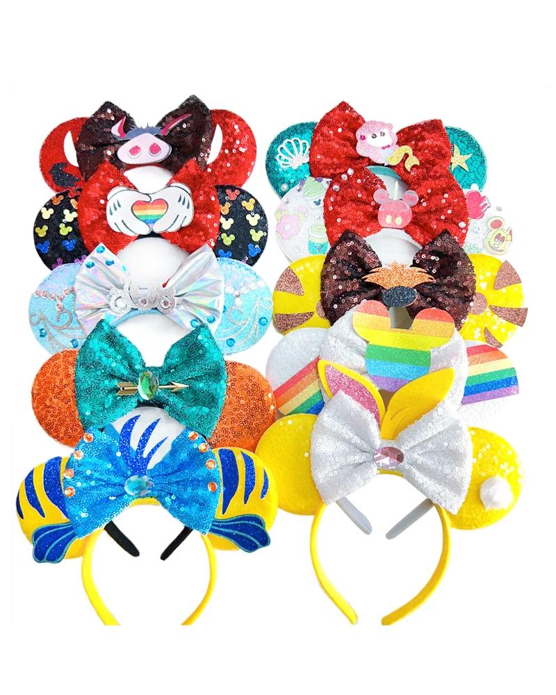 2025 nouveau Style Mickey Minnie oreille bandeau paillettes arcs fille adulte enfants Halloween fête