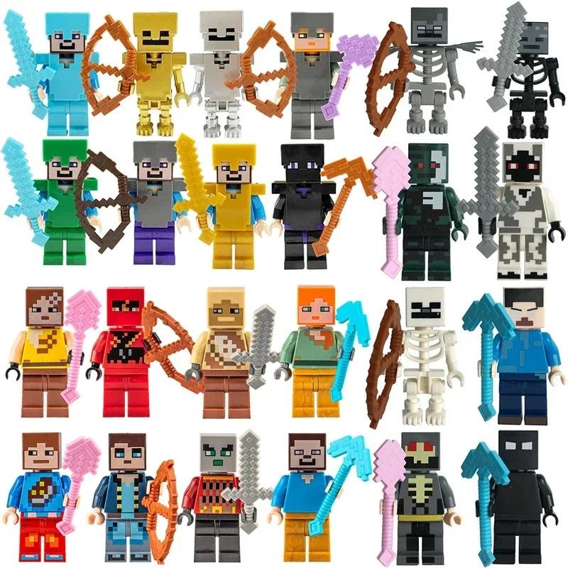 8 pièces/lot Minecrafte Creeper petits blocs de construction EnderDragon bricolage Steve Cube squele