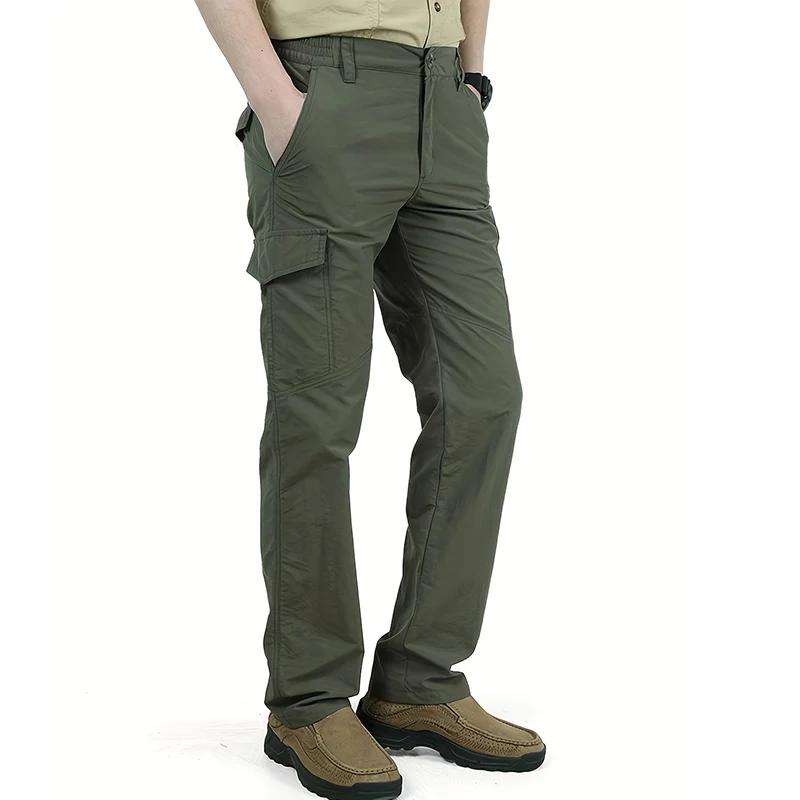 Pantalon Cargo décontracté pour hommes, plusieurs poches, séchage rapide, fin, randonnée en plein ai