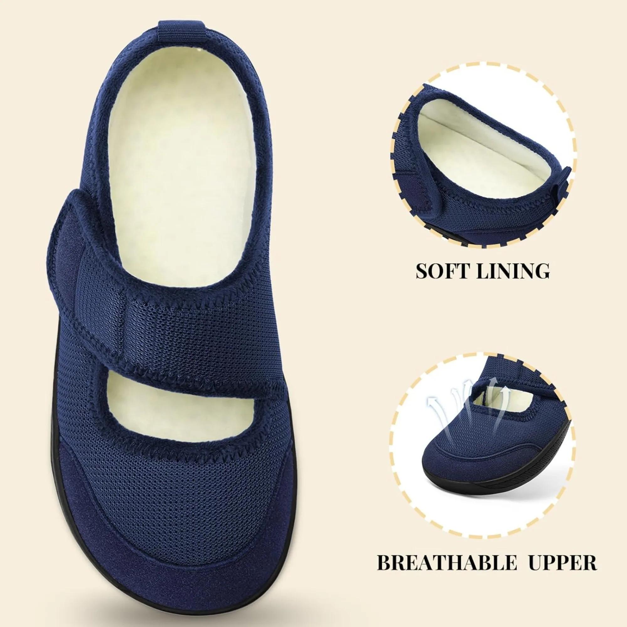 Pantoufles larges pour femmes, chaussures pour diabétiques, œdème, chaussures de marche pieds nus, p