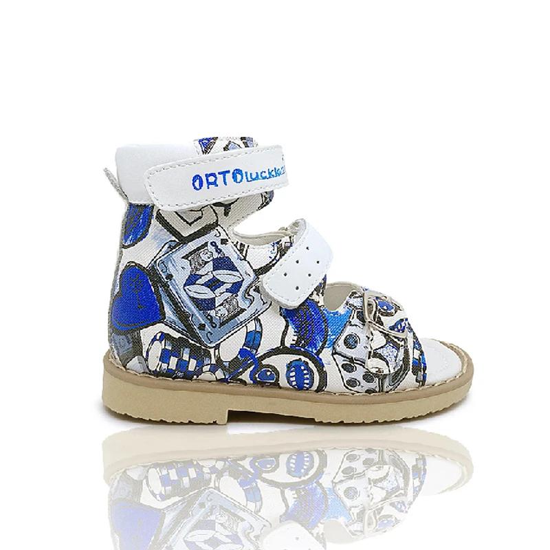Ortoluckland enfants sandales garçons imprimé chaussures orthopédiques été enfants boucle sangle sou