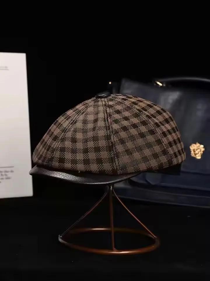 Nouveau chapeau Boina en cuir véritable daim mat béret en peau de mouton chaud hiver coton hommes re