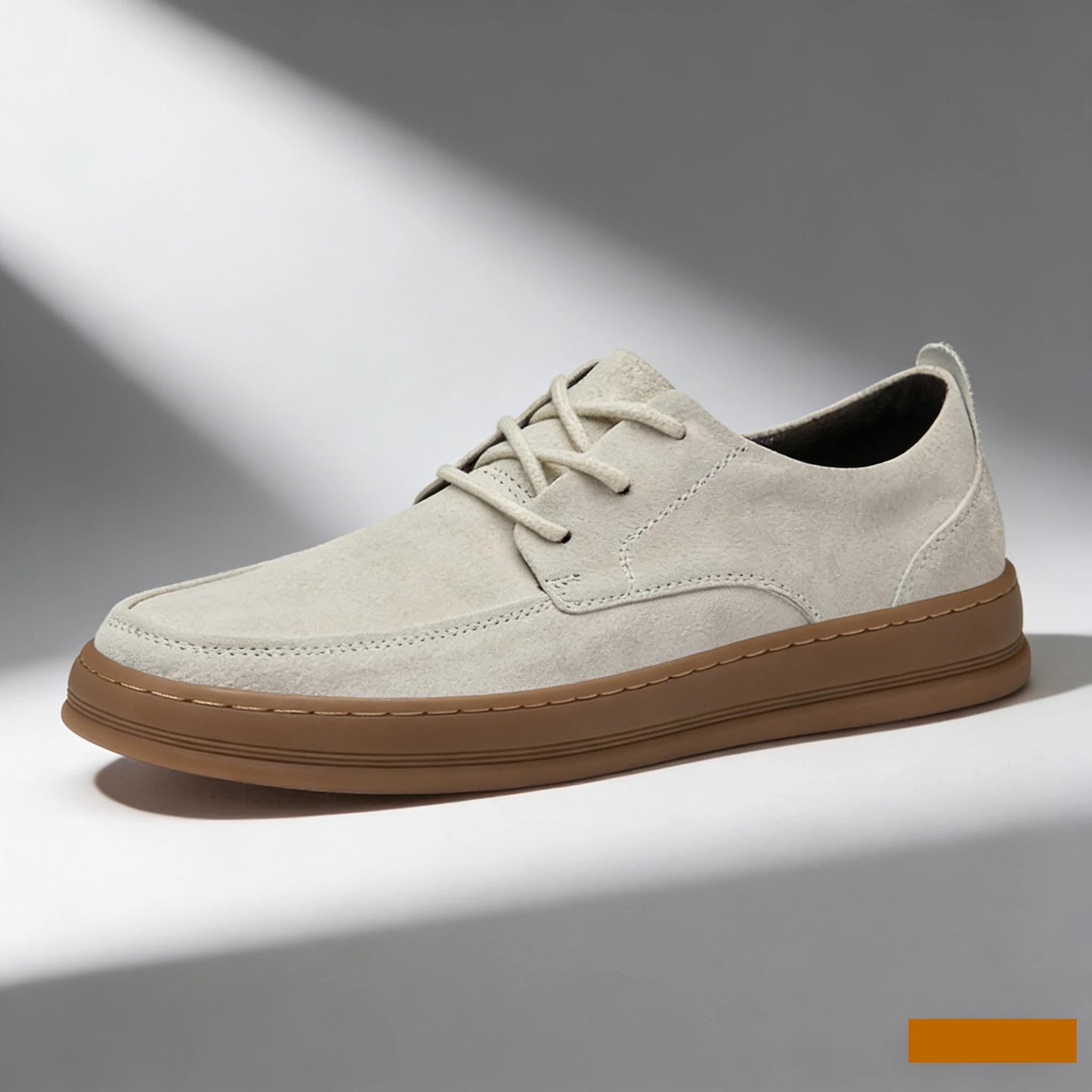 Chaussures décontractées en cuir suédé de haute qualité, baskets à lacets à talon bas, chaussures pl