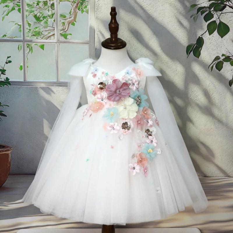 Robe de Princesse Élégante 2026 pour Filles, Robe de Cérémonie pour Enfants, Robe de Mariage, Robe d