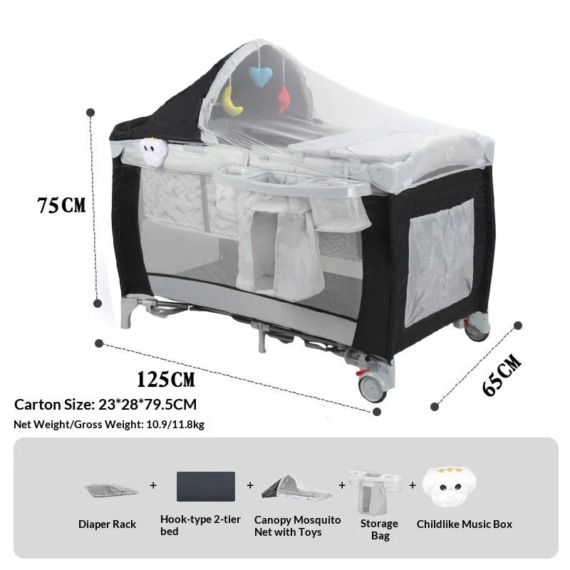 Lit bébé pliable multifonctionnel, lit mobile pour nourrisson, lit portable pour nouveau-né, lit d'a