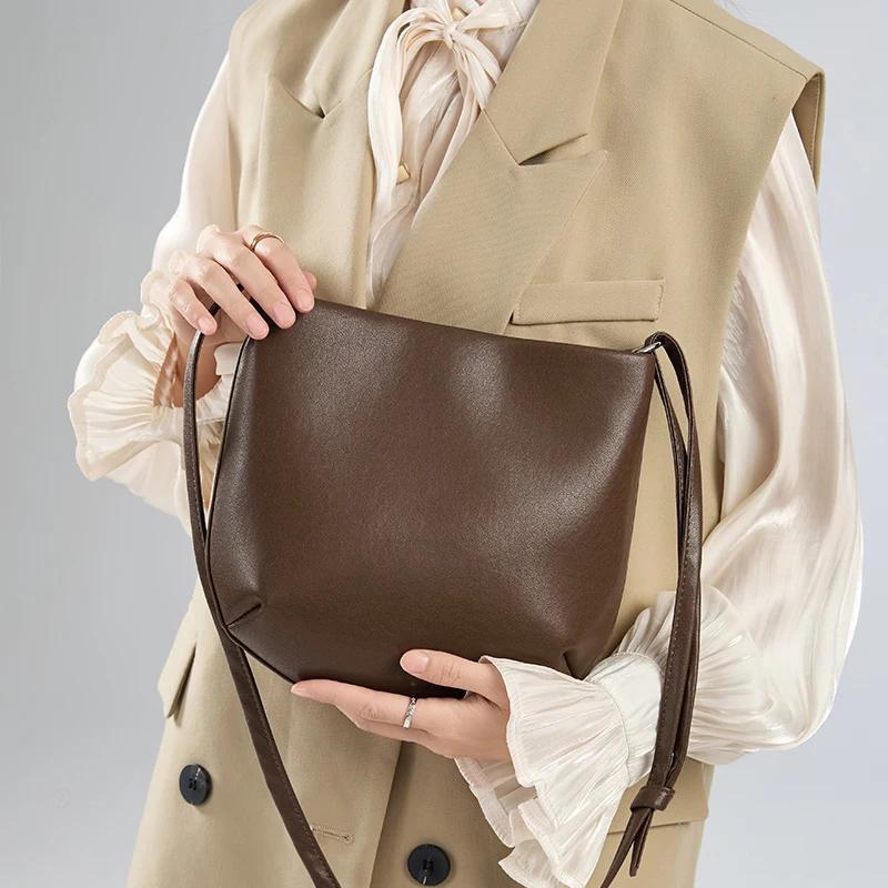 Sacs à bandoulière décontractés en cuir de vache pour femmes, sac à main en cuir véritable souple, s