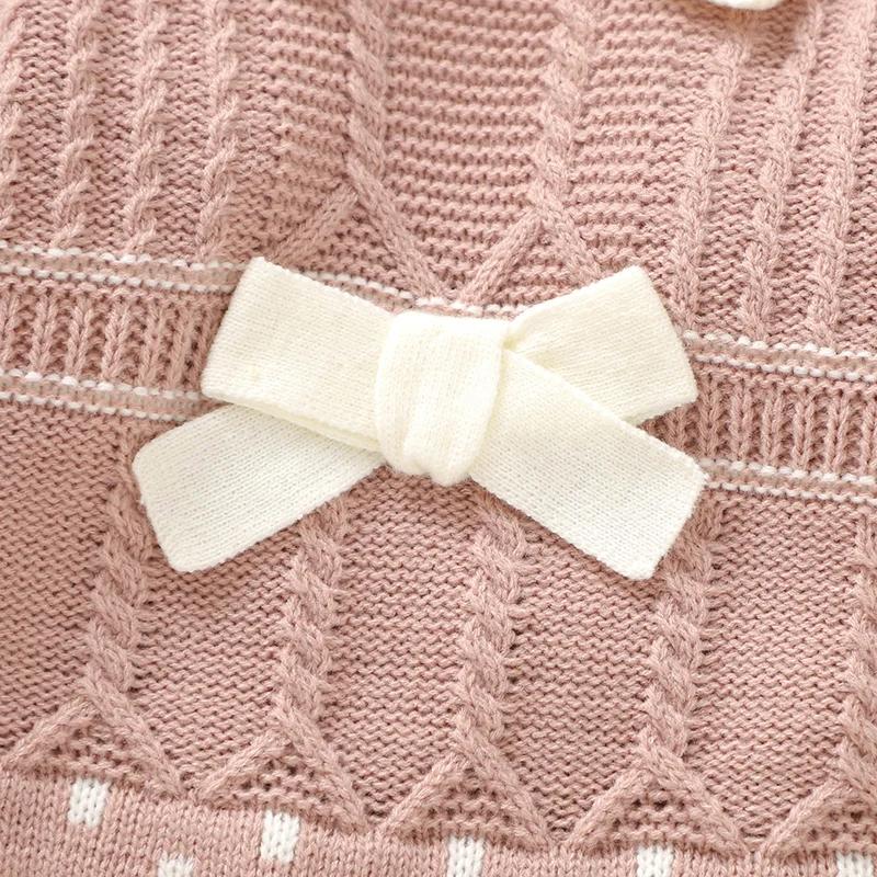 Barboteuse pour bébés filles, chapeaux, vêtements d'automne et d'hiver, rose, manches longues, trico