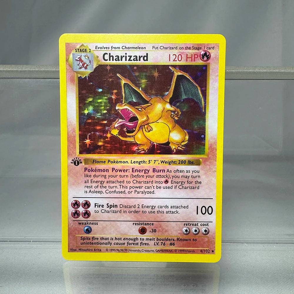 PKM-Cartes de collection à feuille unique, Charizard, Blastoise, Dragonite, jeu de cartes proxy PTCG