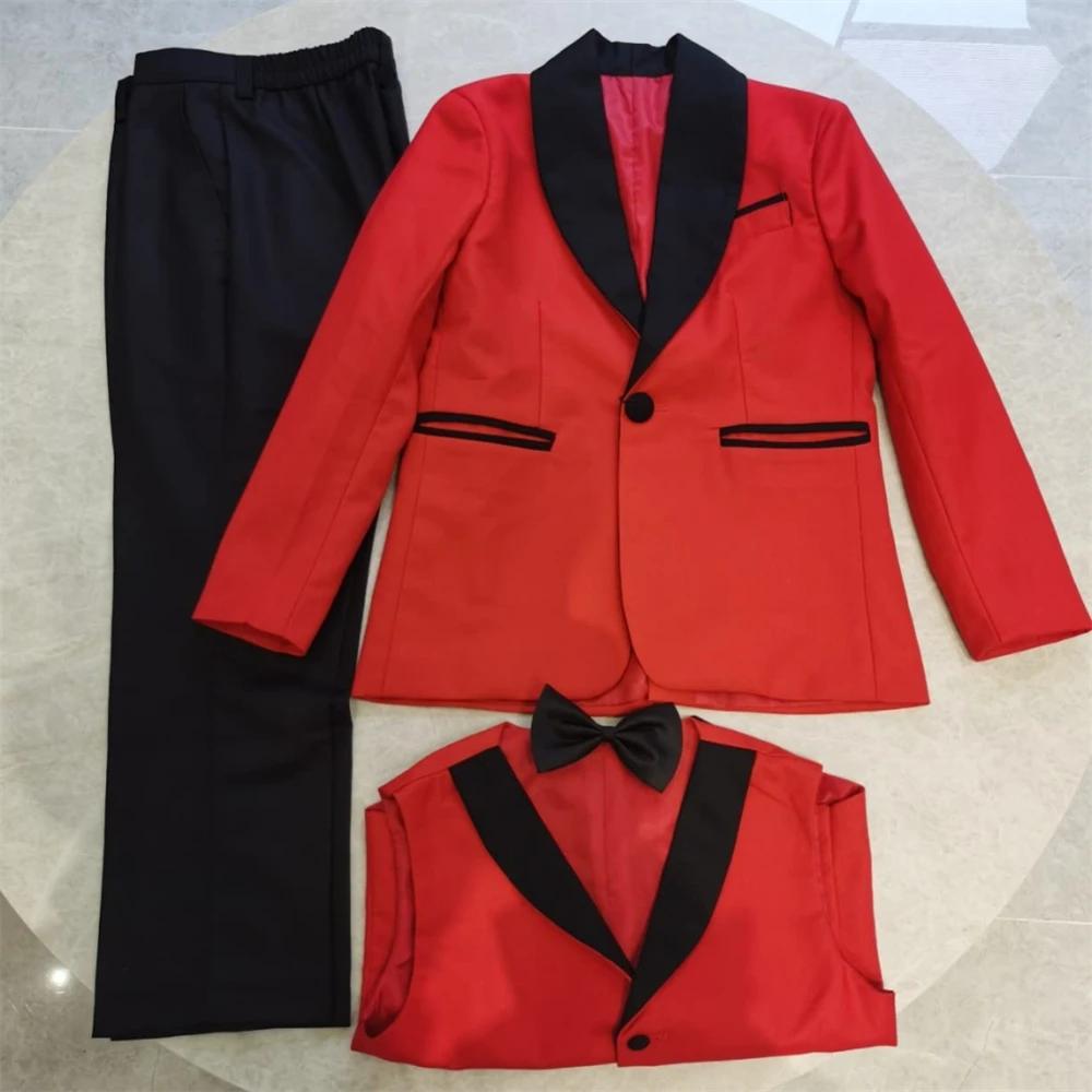 Ensemble de costume élégant pour garçon, coupe cintrée, 3 pièces, smoking pour occasions formelles,
