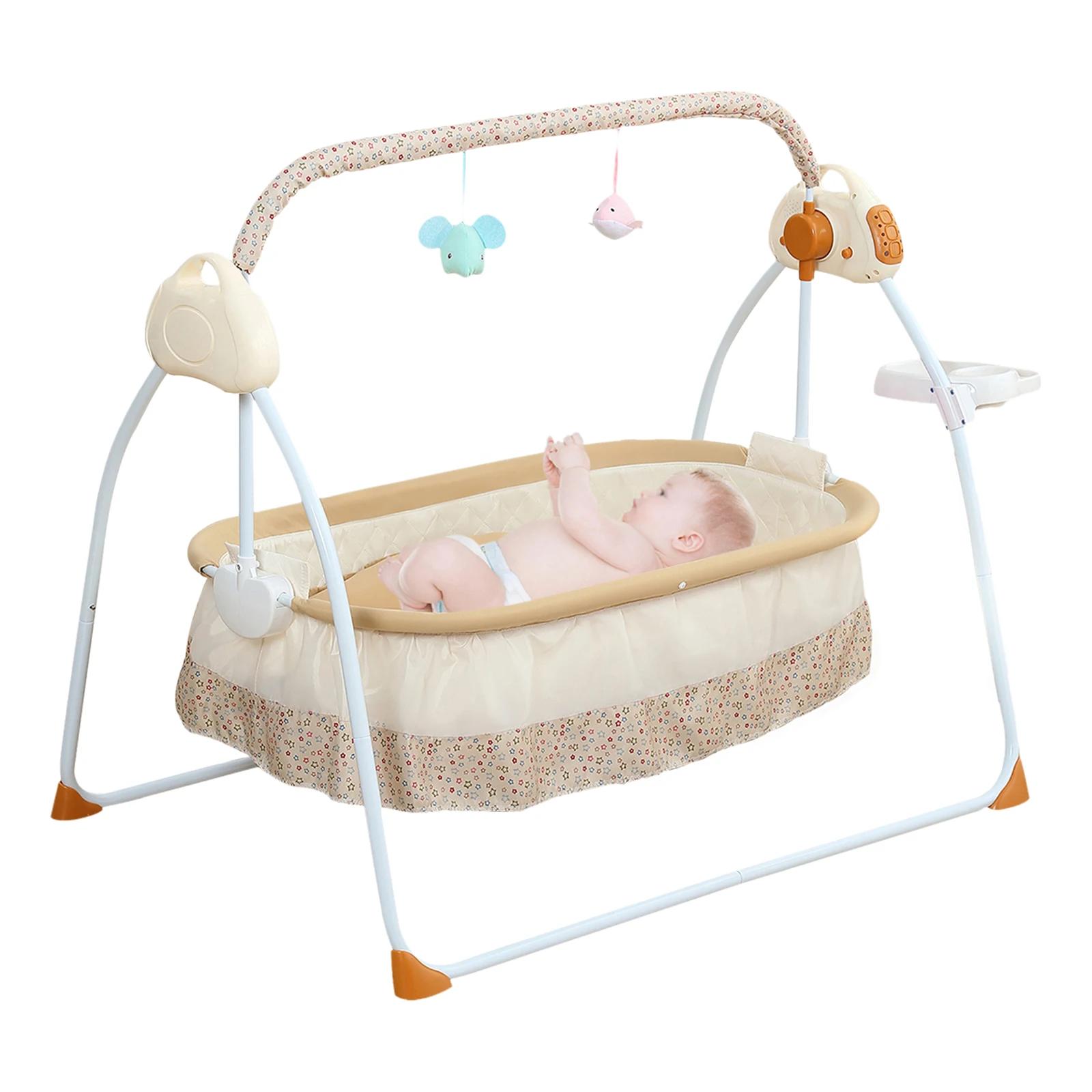 Berceau à bascule électrique pour bébé, 5 vitesses, capacité de charge de 55 lb, 0-18 mois, pliable,