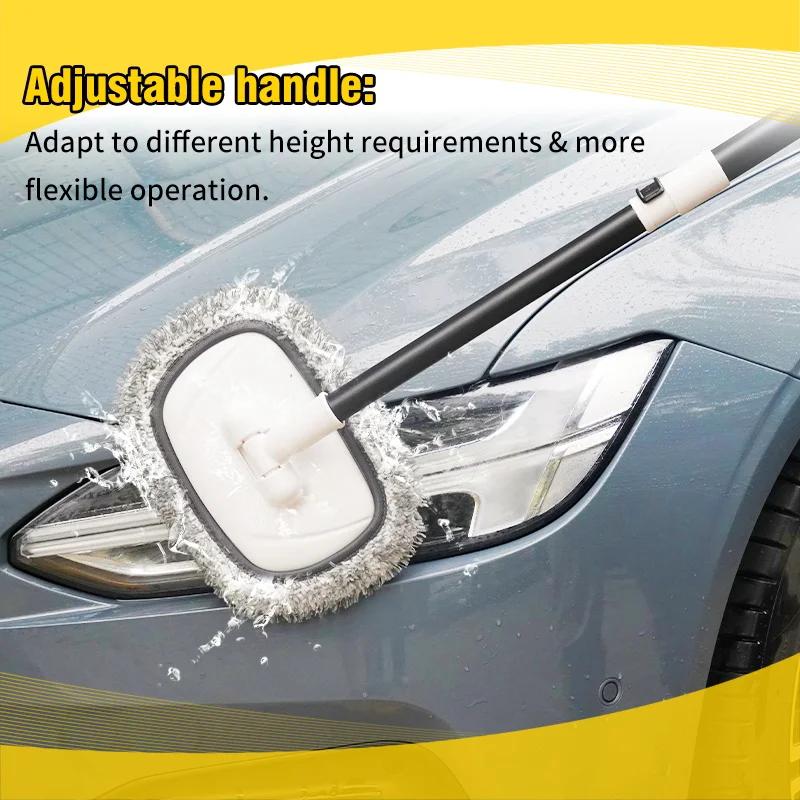 Brosse de nettoyage de voiture courbée à 15 degrés, brosse de lavage de voiture, balai télescopique