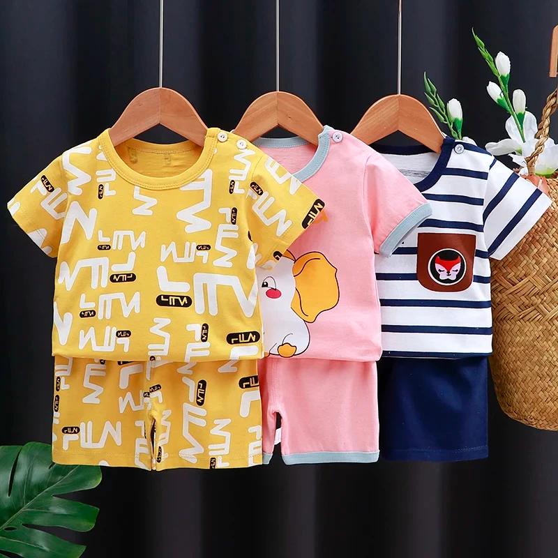 Ensemble de vêtements pour enfants bébé garçon T-Shirt + short vêtements d'été coton dessin animé dé