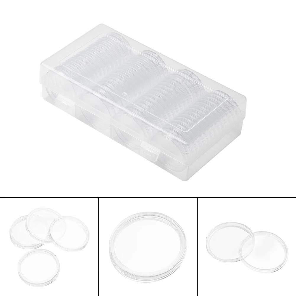 Boîte de rangement de pièces de monnaie 40mm, conteneur rond transparent en plastique pour capsules