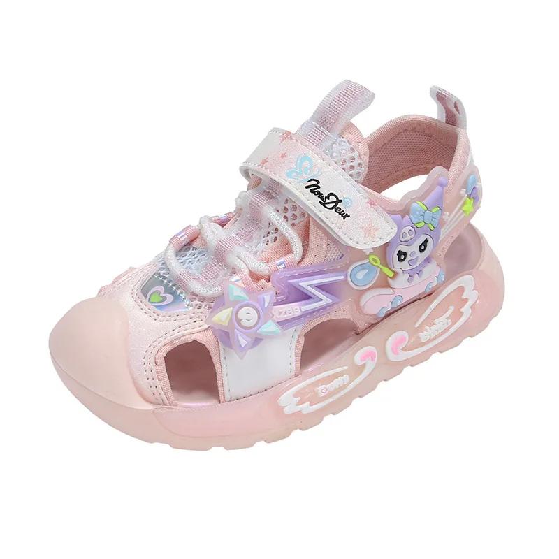 Sandales pour enfants, chaussures de plage en maille Kuromi, chaussures d'été pour filles, antidérap