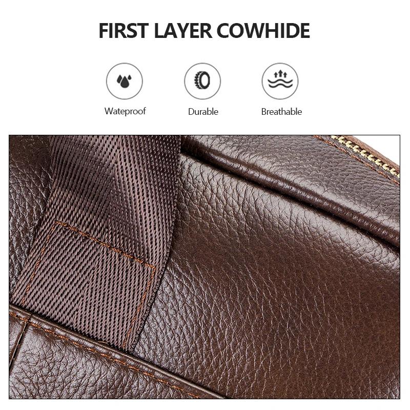 Porte-documents de luxe en cuir véritable pour homme, sac pour ordinateur portable 15,6 pouces, sac