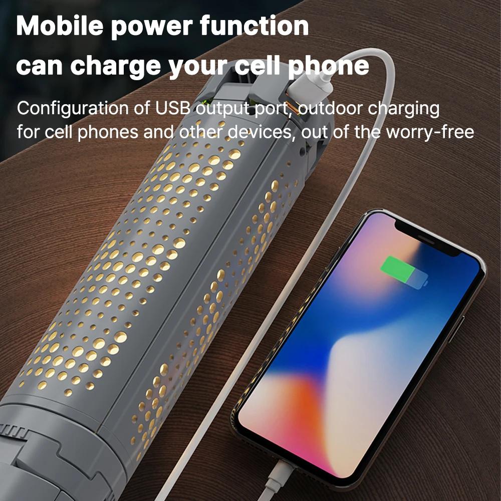 Rechargeable en plein air Portable randonnée Camping pêche lampe de poche télescopique Camping lante