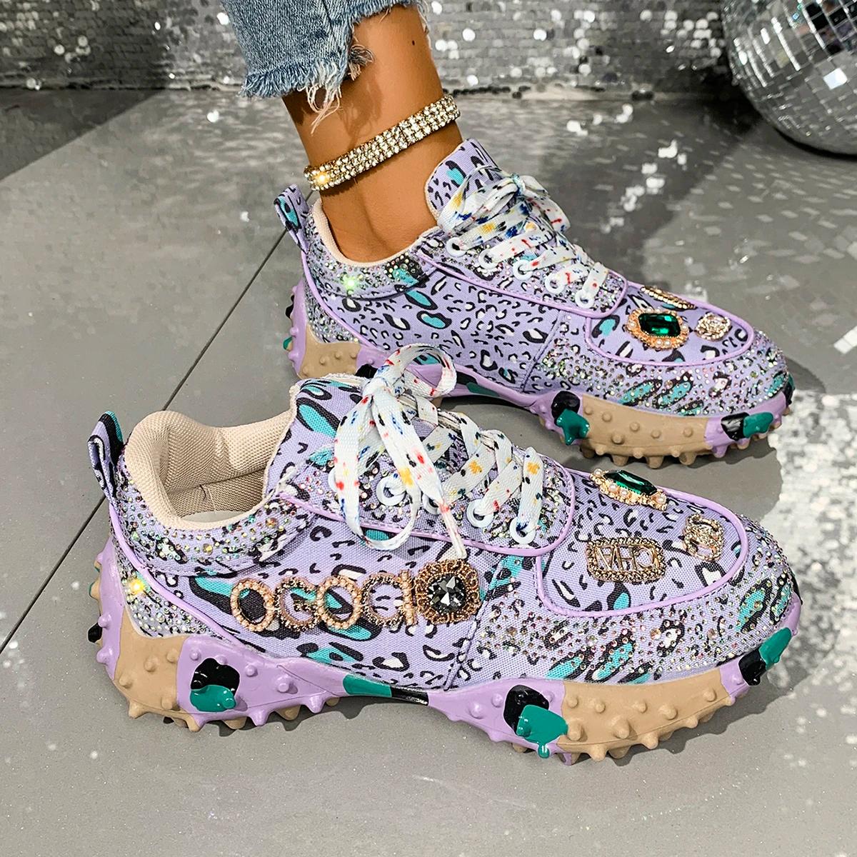 Femmes baskets chaussures de loisir à la mode strass luxe diamant chaussures femmes respirant Design
