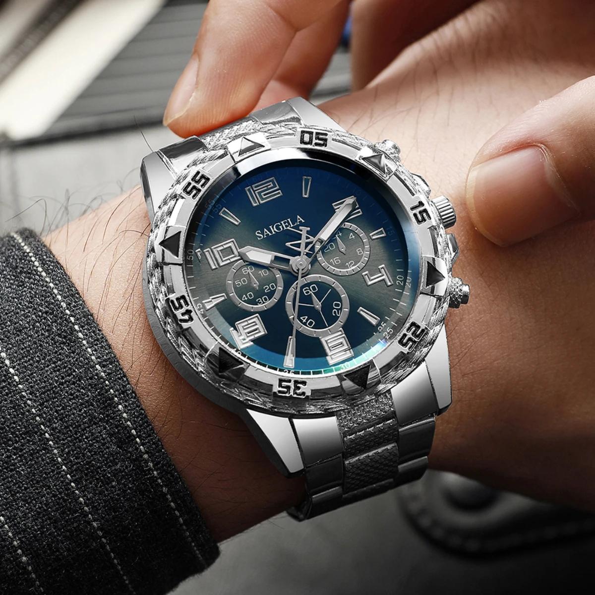 4 pièces/ensemble montres pour hommes mode cadran arabe bracelet en acier montre à Quartz ensemble (
