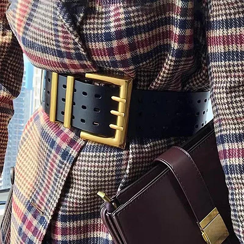 Marques de luxe haut de gamme, ceinture en cuir élégante pour femmes, large ceinture pour femmes, co