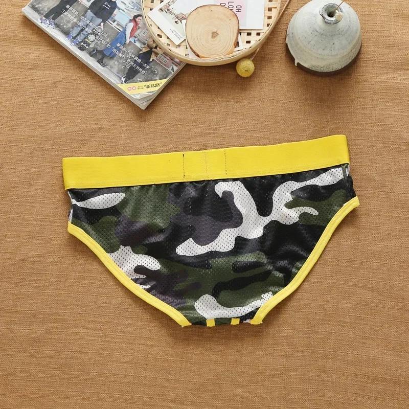 Culotte camouflage cool et respirante en maille de nylon pour hommes, slip pour jeunes accro