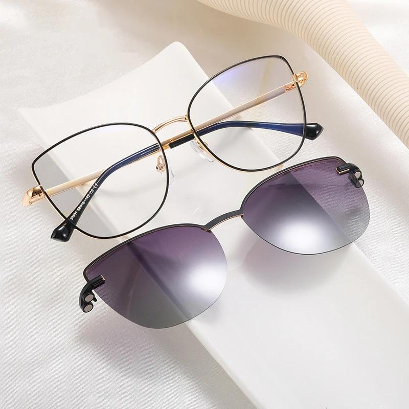 Cateye femmes pince magnétique lunettes de soleil polarisées lunettes de Prescription optique mode m